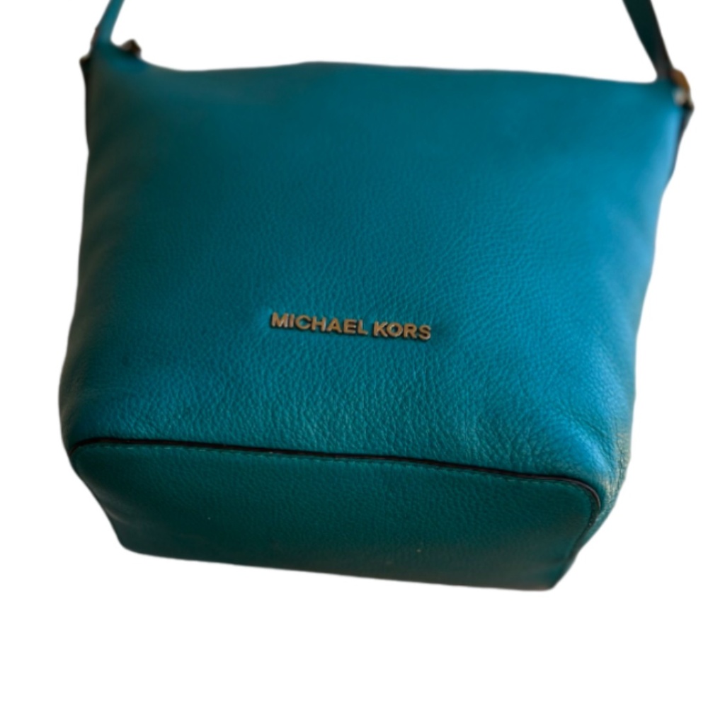 Dark Teal Pebbled Leather Shoulder Bag - Picture 3 of 10
